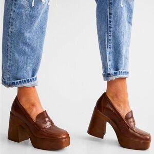 Free People Brown Leather Loafers